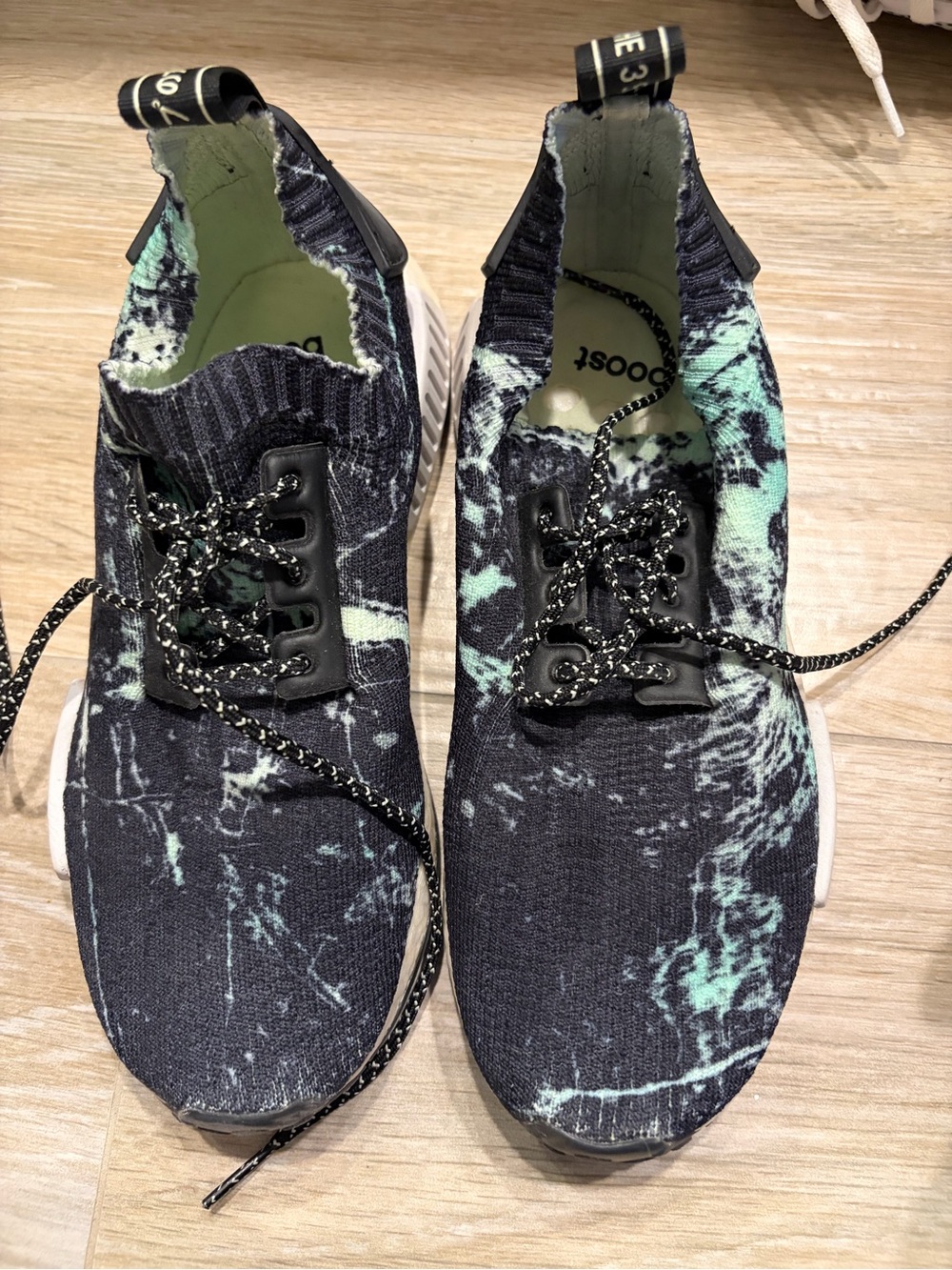 adidas Men's Knit Athletic Sneakers in Black and Mint